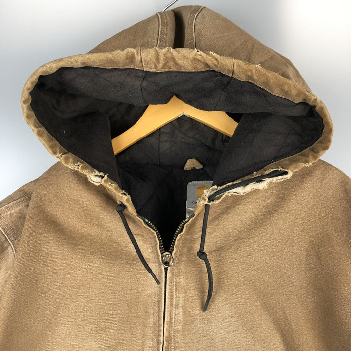 Carhartt Active Jacket, Padded Duck Full-Zip Hoodie, Men's XXL cotton Khaki type brown Vintage Second Hand