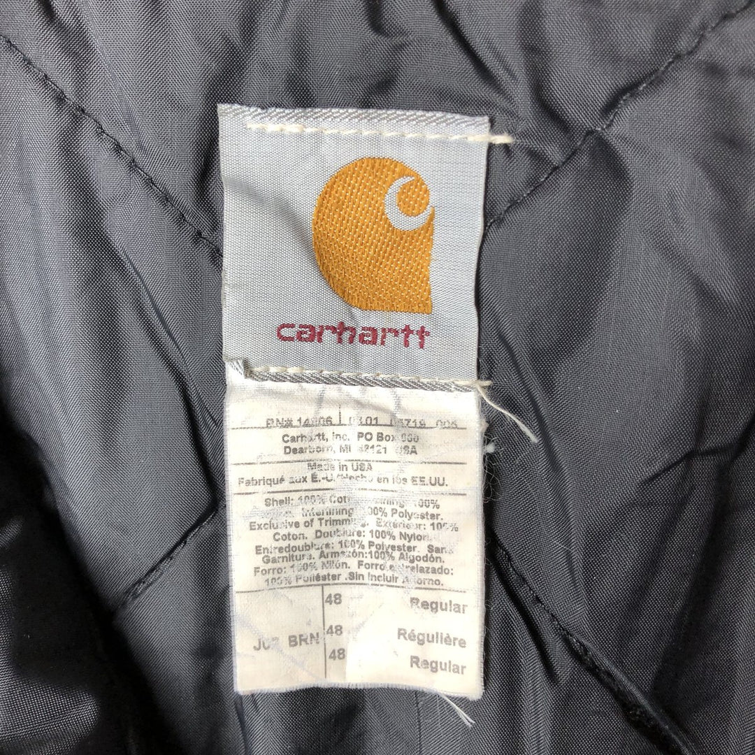 2000'S Carhartt Traditional Padded Duck Work Jacket, Made in USA, Men's Size XL cotton ocher yellow type Vintage Second Hand