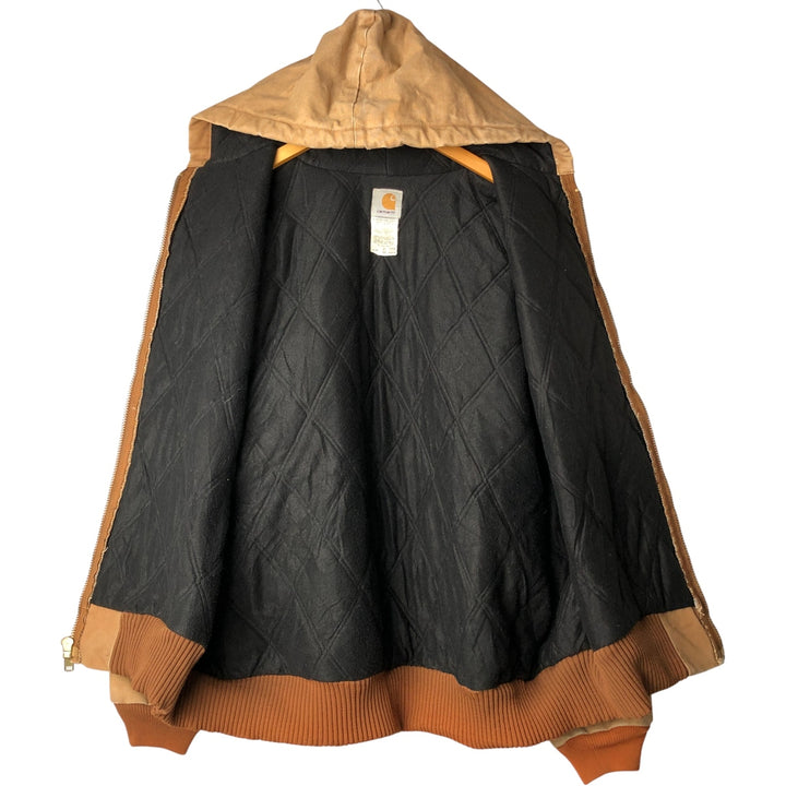 Oversized Carhartt Active Jacket, Padded Duck Full-Zip Hoodie, Made in USA, Men's XXXL cotton ocher yellow type Vintage Second Hand