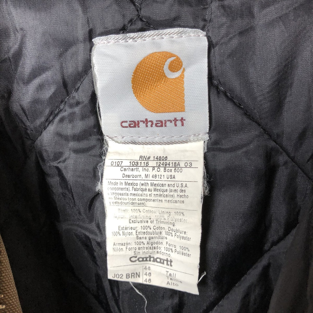 2000'S Carhartt Traditional Jacket, Hooded, Padded, Duck Down Full-Zip Hoodie, Men's XXL cotton ocher yellow type Vintage Second Hand