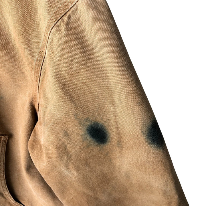 2000'S Carhartt Traditional Jacket, Hooded, Padded, Duck Down Full-Zip Hoodie, Men's XXL cotton ocher yellow type Vintage Second Hand