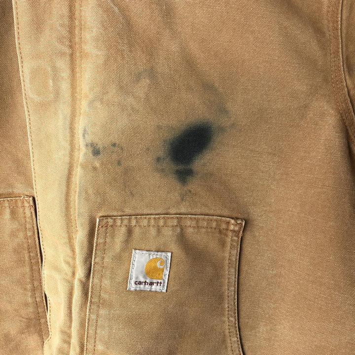 2000'S Carhartt Traditional Jacket, Hooded, Padded, Duck Down Full-Zip Hoodie, Men's XXL cotton ocher yellow type Vintage Second Hand