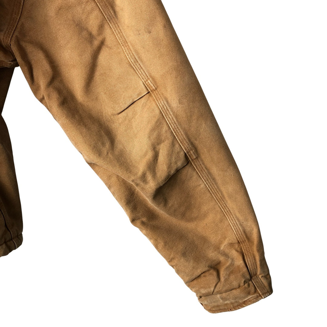 2000'S Carhartt Traditional Jacket, Hooded, Padded, Duck Down Full-Zip Hoodie, Men's XXL cotton ocher yellow type Vintage Second Hand