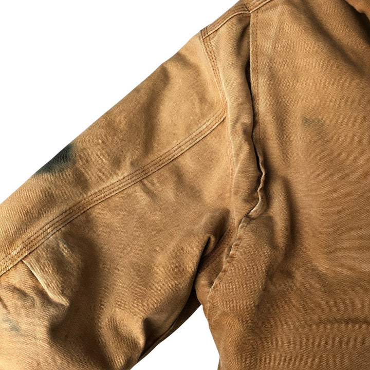 2000'S Carhartt Traditional Jacket, Hooded, Padded, Duck Down Full-Zip Hoodie, Men's XXL cotton ocher yellow type Vintage Second Hand