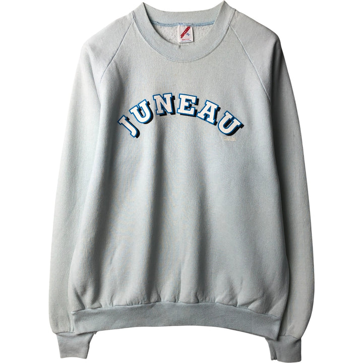 90'S Jerzees Printed Sweatshirt, Made in USA, Men's XL, Vintage cotton Blue type light blue Vintage Second Hand