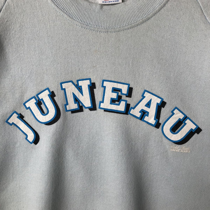 90'S Jerzees Printed Sweatshirt, Made in USA, Men's XL, Vintage cotton Blue type light blue Vintage Second Hand