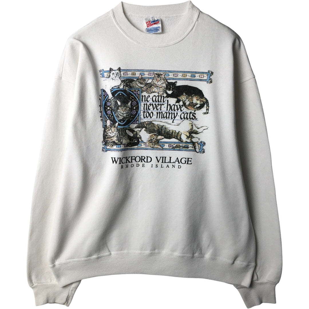 Vintage 1980'S Hanes ACTIVEWEAR printed sweatshirt, men's size XL cotton white type Vintage Second Hand