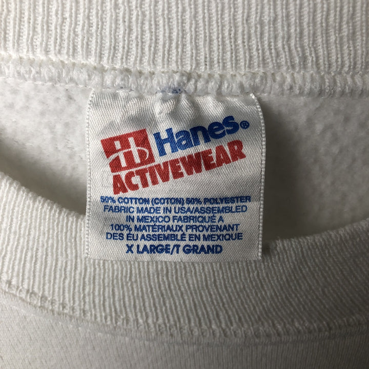 Vintage 1980'S Hanes ACTIVEWEAR printed sweatshirt, men's size XL cotton white type Vintage Second Hand
