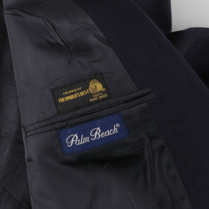 Palm Beach Navy Blazer, Tailored Jacket, Made in USA, Men's Size L wool navy blue type Vintage Second Hand