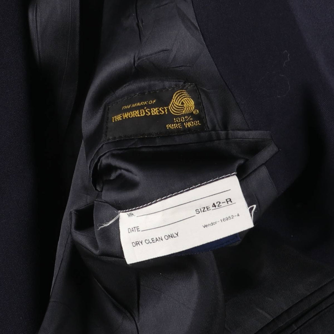 Palm Beach Navy Blazer, Tailored Jacket, Made in USA, Men's Size L wool navy blue type Vintage Second Hand