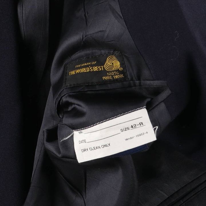 Palm Beach Navy Blazer, Tailored Jacket, Made in USA, Men's Size L wool navy blue type Vintage Second Hand