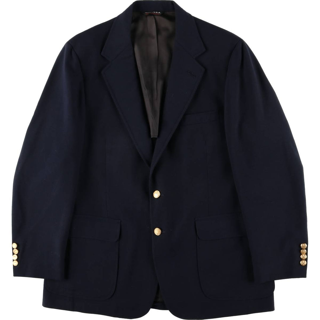 VANJULIAN Navy Blue Blazer, Tailored Jacket, Men's Size L, Vintage unclear navy blue type Vintage Second Hand