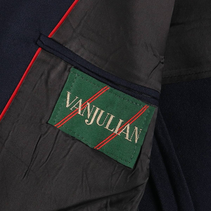VANJULIAN Navy Blue Blazer, Tailored Jacket, Men's Size L, Vintage unclear navy blue type Vintage Second Hand