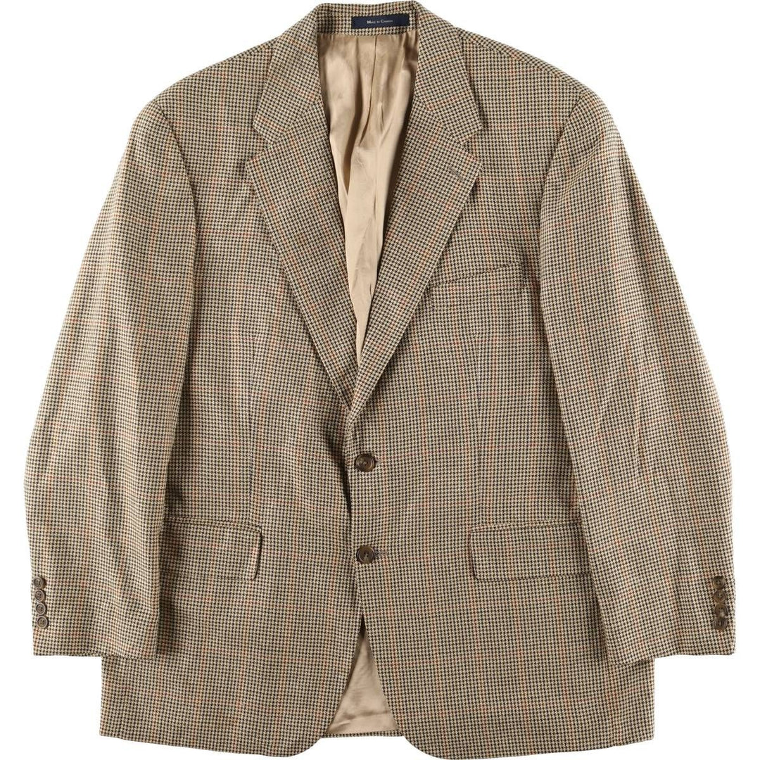 80s-90'S Ralph Lauren POLO UNIVERSITY CLUB Houndstooth Pattern Check Pattern Tailored Jacket, Made in Canada, Men's XL unclear Beige type Vintage Second Hand