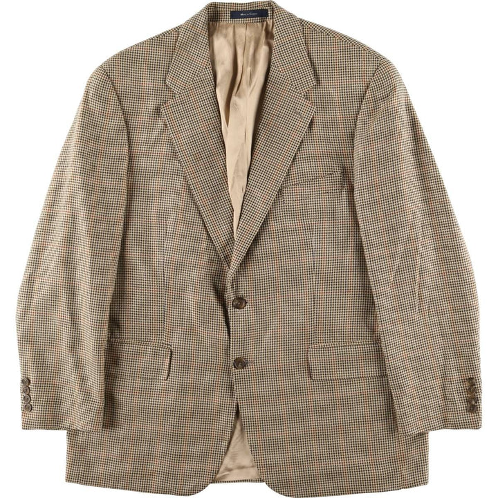 80s-90'S Ralph Lauren POLO UNIVERSITY CLUB Houndstooth Pattern Check Pattern Tailored Jacket, Made in Canada, Men's XL unclear Beige type Vintage Second Hand