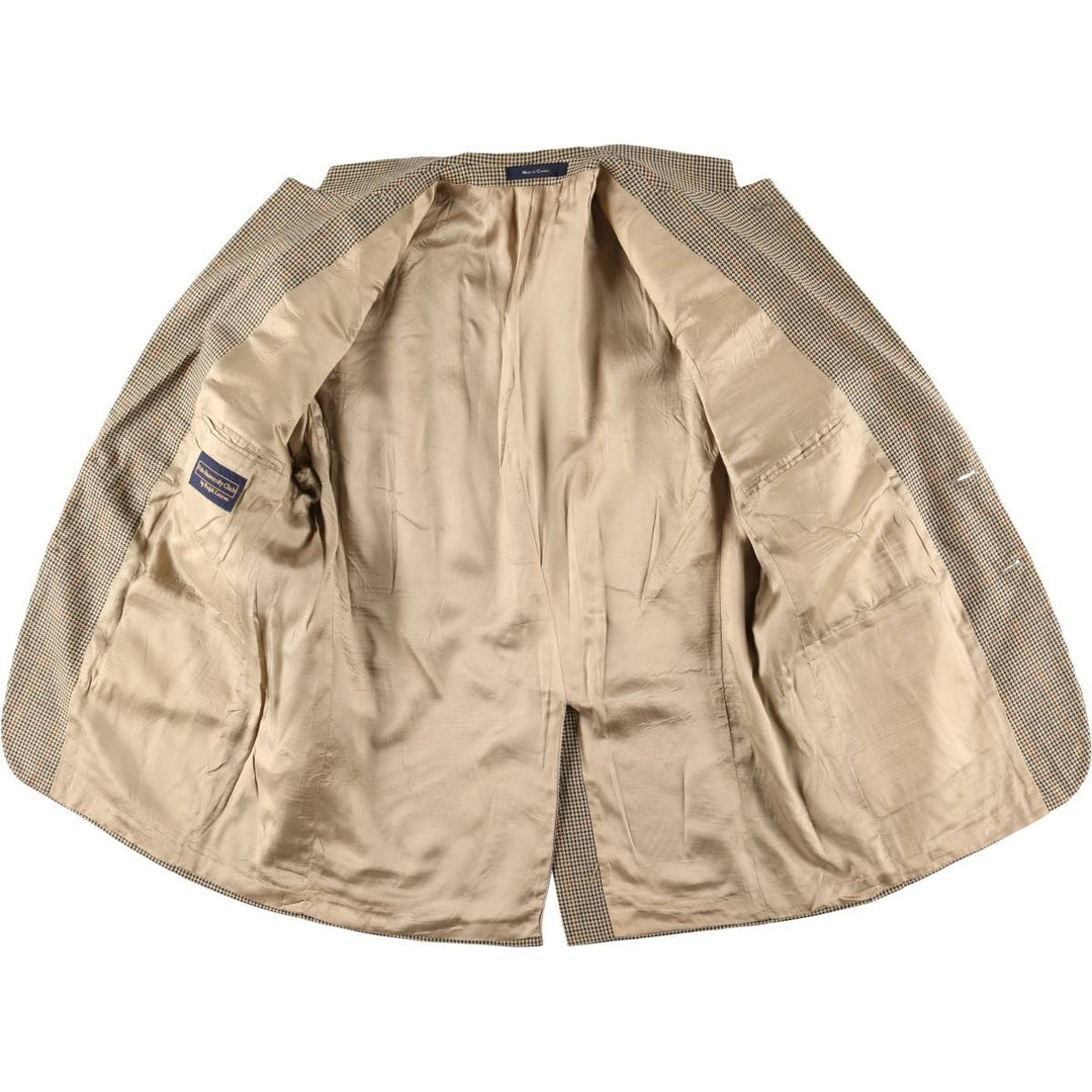 80s-90'S Ralph Lauren POLO UNIVERSITY CLUB Houndstooth Pattern Check Pattern Tailored Jacket, Made in Canada, Men's XL unclear Beige type Vintage Second Hand