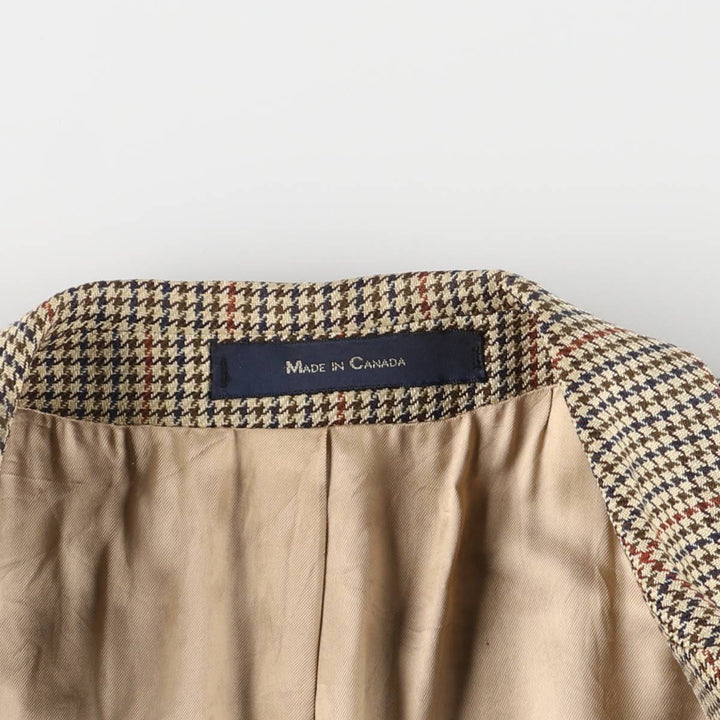 80s-90'S Ralph Lauren POLO UNIVERSITY CLUB Houndstooth Pattern Check Pattern Tailored Jacket, Made in Canada, Men's XL unclear Beige type Vintage Second Hand