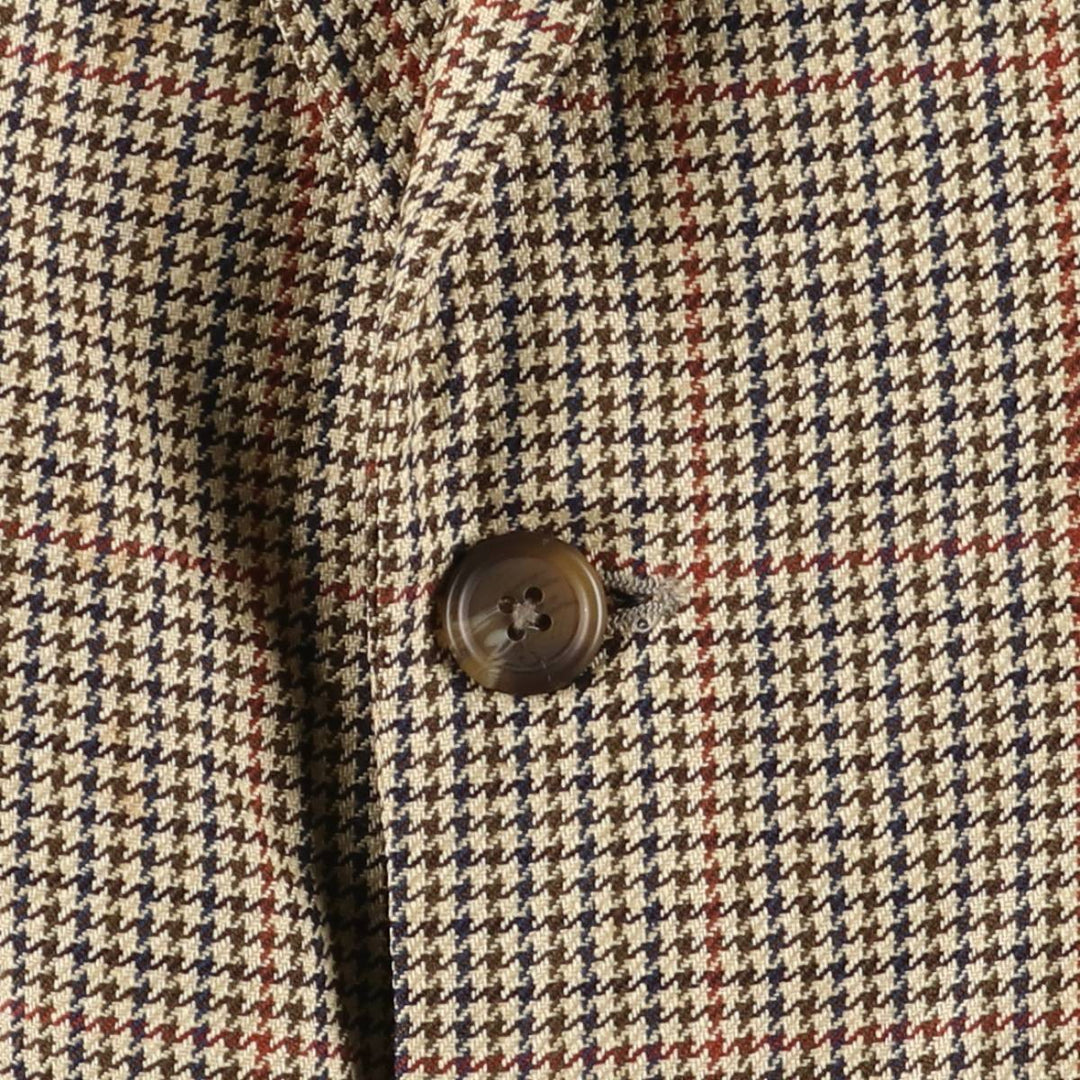 80s-90'S Ralph Lauren POLO UNIVERSITY CLUB Houndstooth Pattern Check Pattern Tailored Jacket, Made in Canada, Men's XL unclear Beige type Vintage Second Hand
