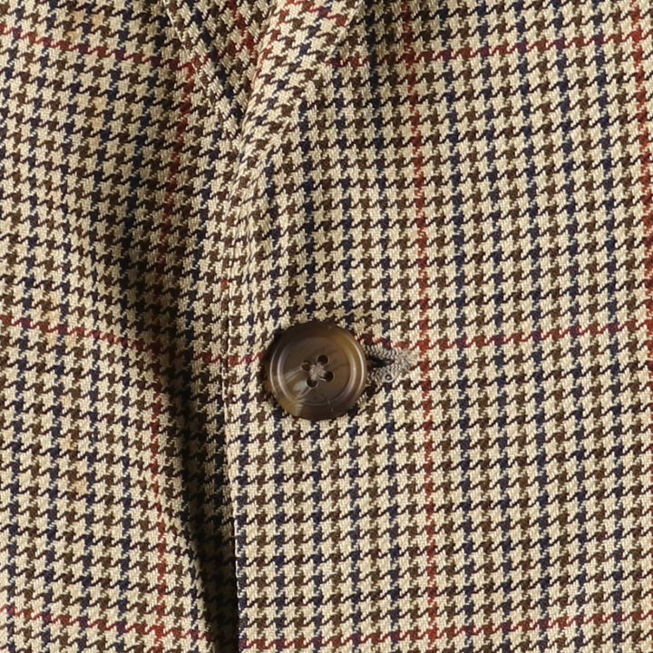 80s-90'S Ralph Lauren POLO UNIVERSITY CLUB Houndstooth Pattern Check Pattern Tailored Jacket, Made in Canada, Men's XL unclear Beige type Vintage Second Hand