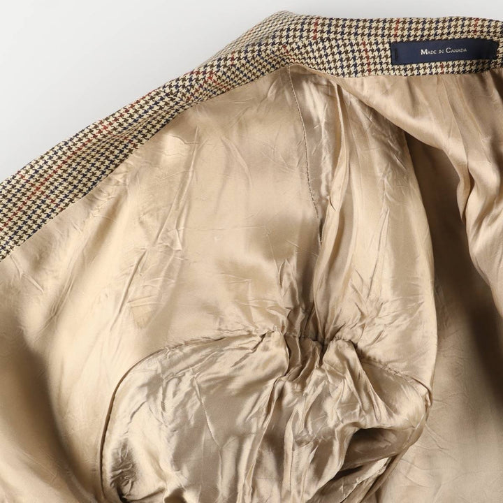 80s-90'S Ralph Lauren POLO UNIVERSITY CLUB Houndstooth Pattern Check Pattern Tailored Jacket, Made in Canada, Men's XL unclear Beige type Vintage Second Hand