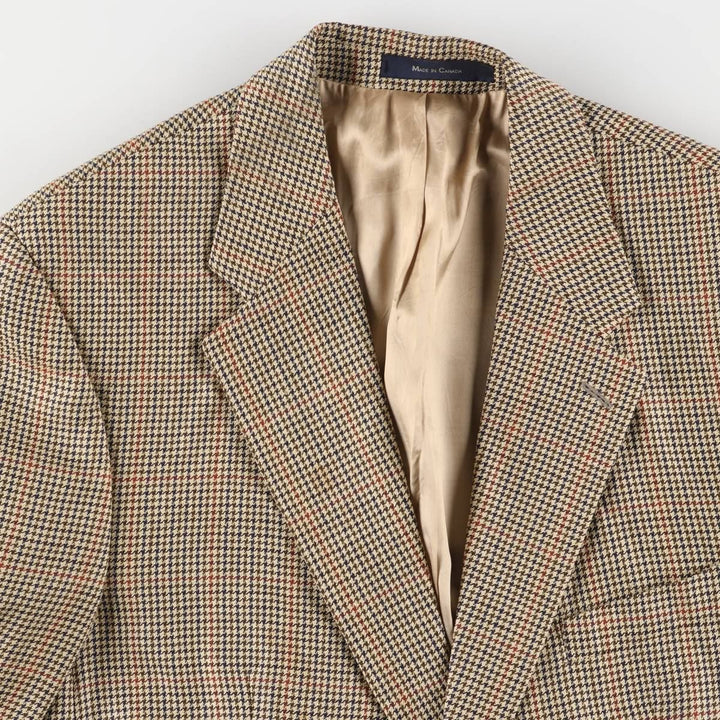 80s-90'S Ralph Lauren POLO UNIVERSITY CLUB Houndstooth Pattern Check Pattern Tailored Jacket, Made in Canada, Men's XL unclear Beige type Vintage Second Hand