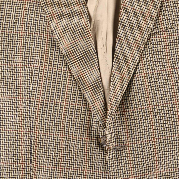80s-90'S Ralph Lauren POLO UNIVERSITY CLUB Houndstooth Pattern Check Pattern Tailored Jacket, Made in Canada, Men's XL unclear Beige type Vintage Second Hand