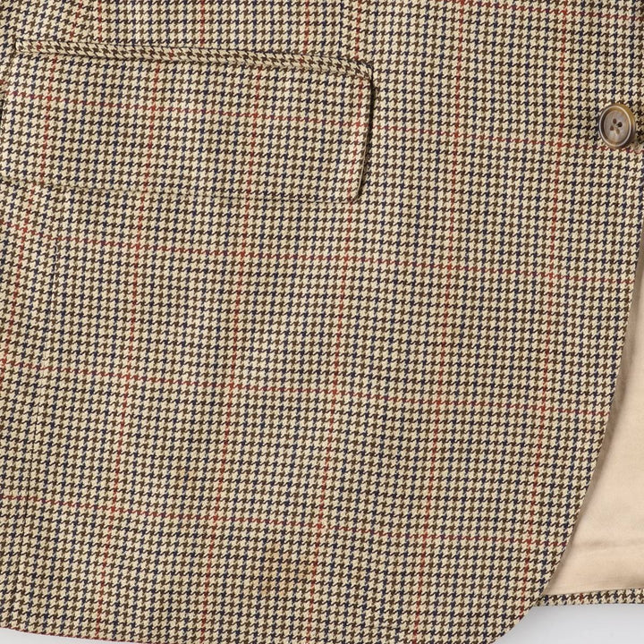 80s-90'S Ralph Lauren POLO UNIVERSITY CLUB Houndstooth Pattern Check Pattern Tailored Jacket, Made in Canada, Men's XL unclear Beige type Vintage Second Hand