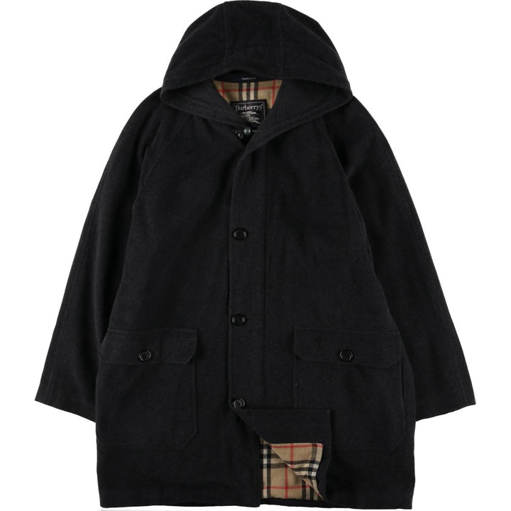 Burberry's Duffle Coat, Men's Size L wool black type Vintage Second Hand