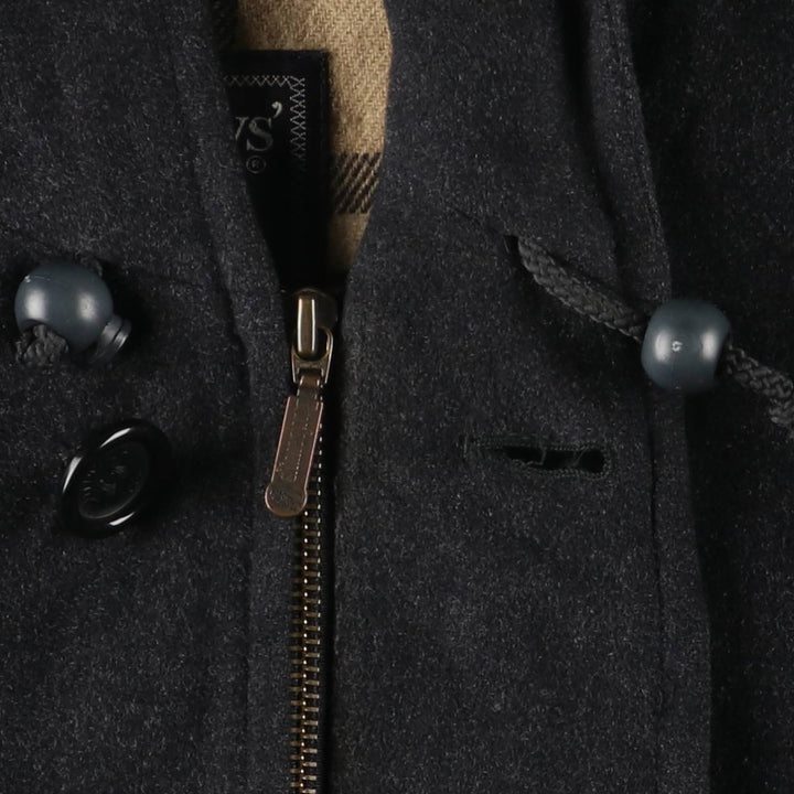 Burberry's Duffle Coat, Men's Size L wool black type Vintage Second Hand