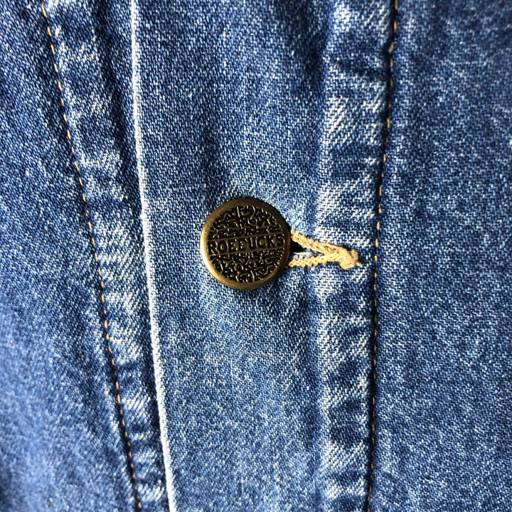 Vintage 80s-90'S Roebucks denim coverall, made in the USA, size L, men's cotton blue type Vintage Second Hand