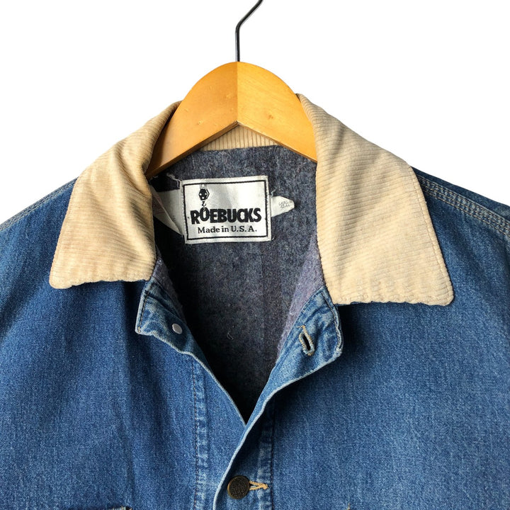 Vintage 80s-90'S Roebucks denim coverall, made in the USA, size L, men's cotton blue type Vintage Second Hand