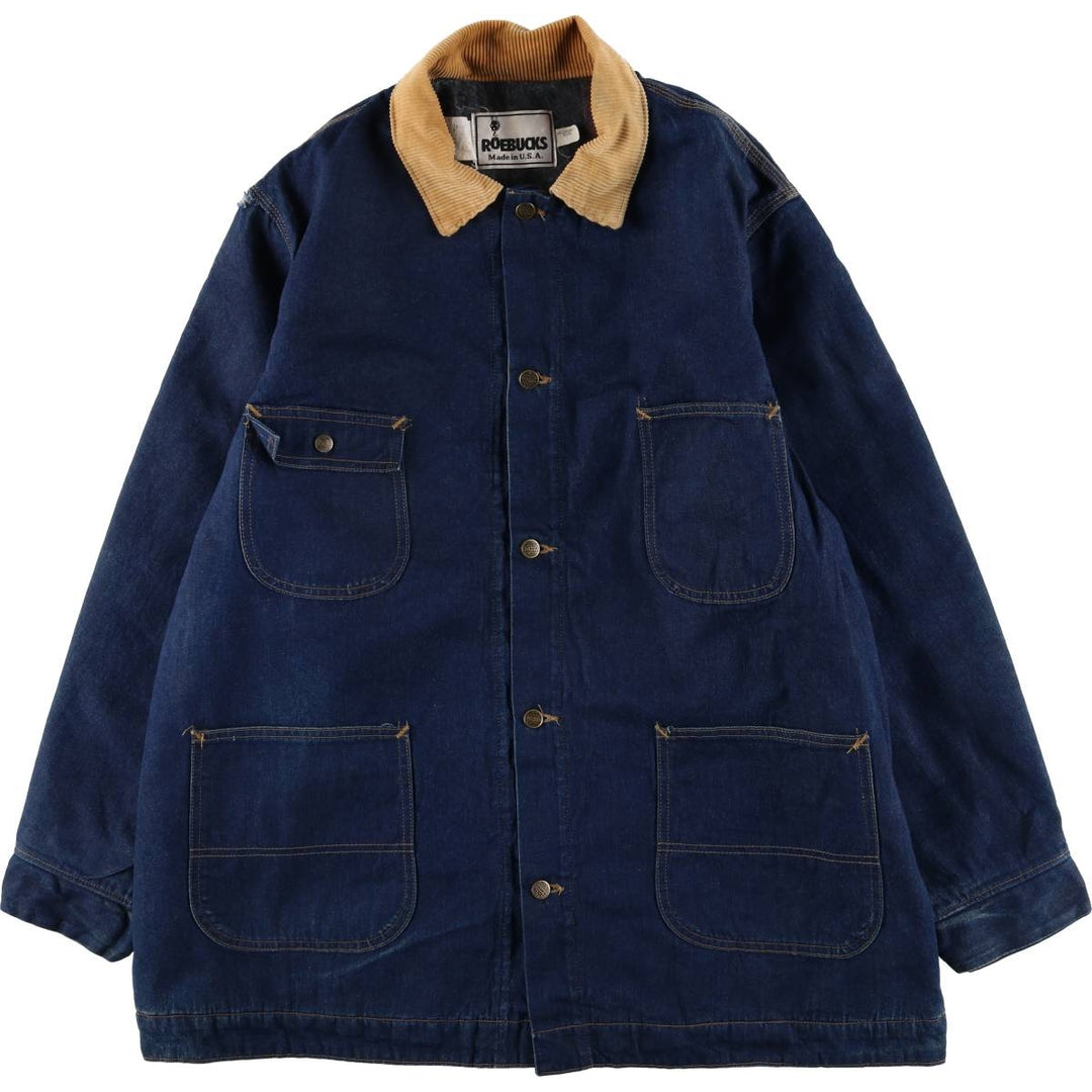 Vintage 90'S Roebucks Bat-Dye Denim Coverall, Men's XXL unclear navy blue type Vintage Second Hand