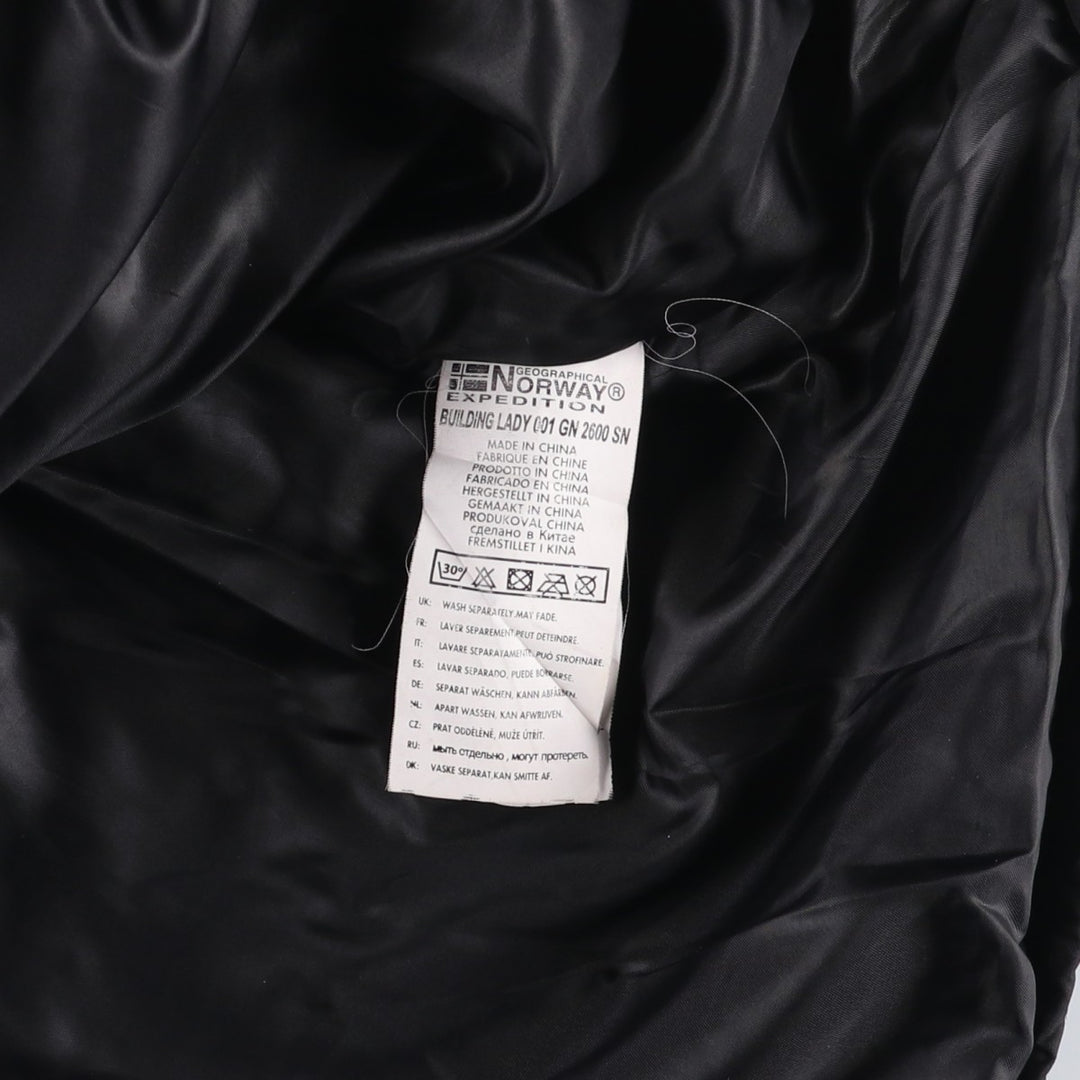 Geographical Norway Flag Pattern Fur-Lined Padded Anorak Parka Puffer Jacket Women's Size Medium polyester black type Vintage Second Hand