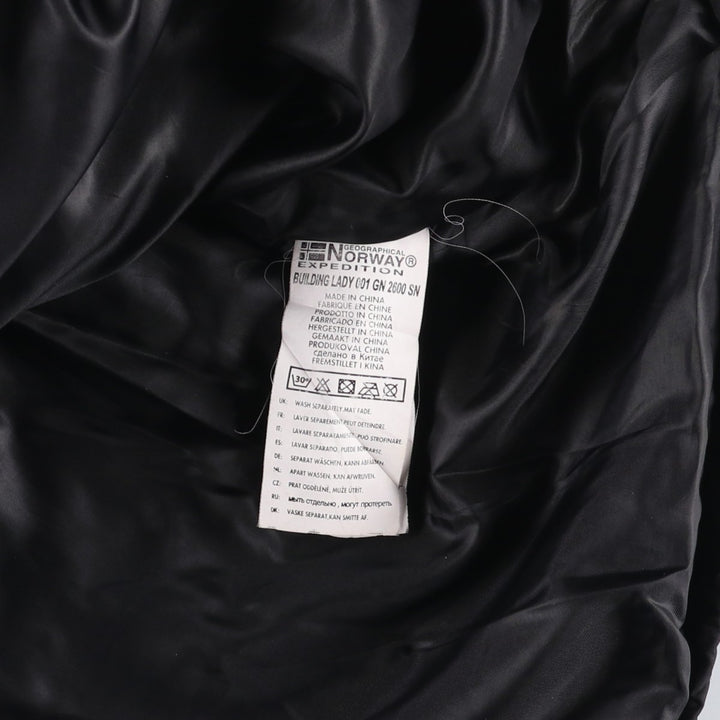 Geographical Norway Flag Pattern Fur-Lined Padded Anorak Parka Puffer Jacket Women's Size Medium polyester black type Vintage Second Hand