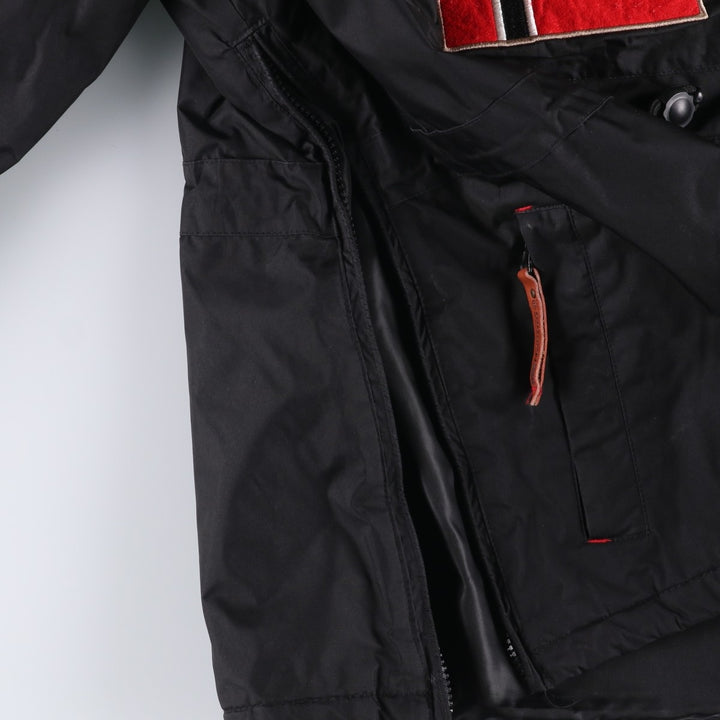 Geographical Norway Flag Pattern Fur-Lined Padded Anorak Parka Puffer Jacket Women's Size Medium polyester black type Vintage Second Hand