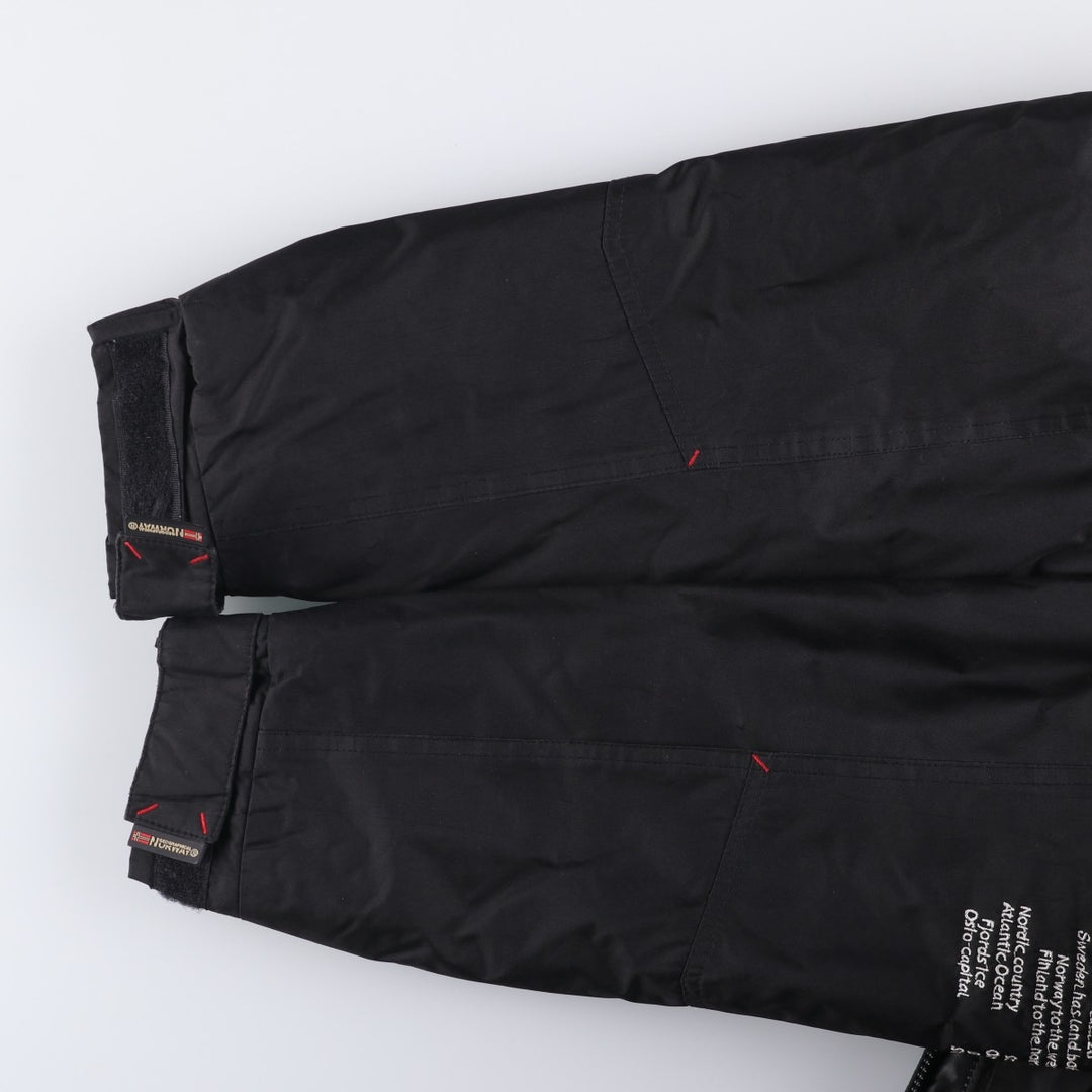 Geographical Norway Flag Pattern Fur-Lined Padded Anorak Parka Puffer Jacket Women's Size Medium polyester black type Vintage Second Hand