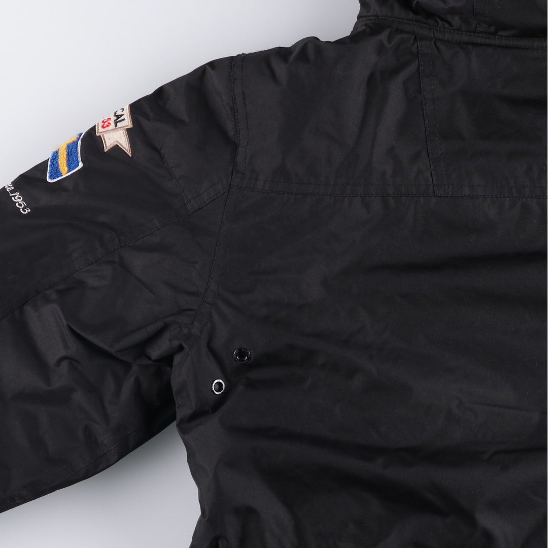 Geographical Norway Flag Pattern Fur-Lined Padded Anorak Parka Puffer Jacket Women's Size Medium polyester black type Vintage Second Hand