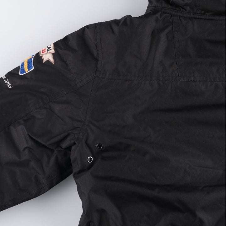 Geographical Norway Flag Pattern Fur-Lined Padded Anorak Parka Puffer Jacket Women's Size Medium polyester black type Vintage Second Hand