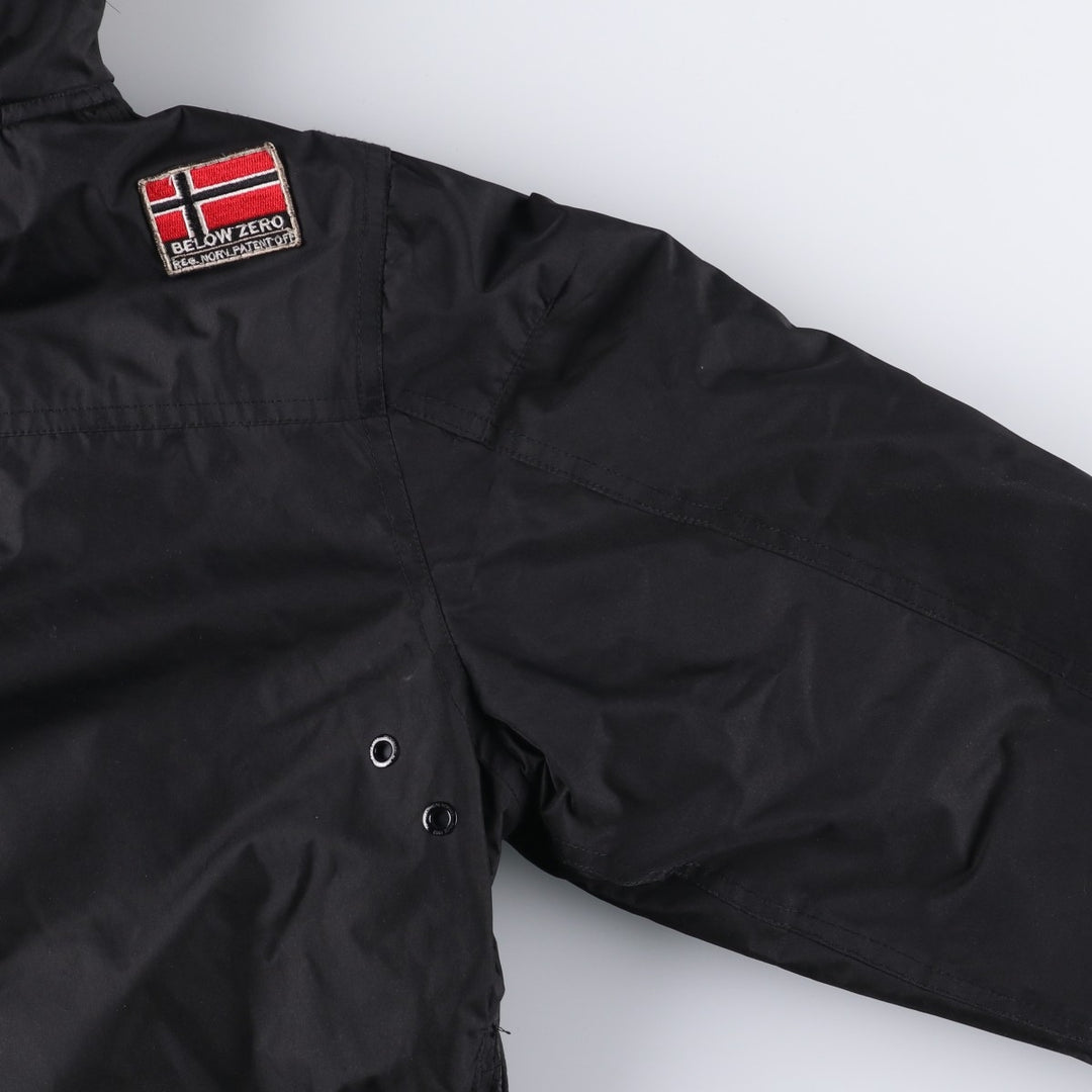 Geographical Norway Flag Pattern Fur-Lined Padded Anorak Parka Puffer Jacket Women's Size Medium polyester black type Vintage Second Hand