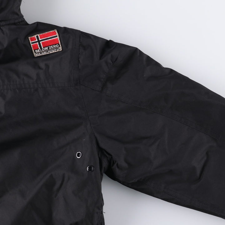 Geographical Norway Flag Pattern Fur-Lined Padded Anorak Parka Puffer Jacket Women's Size Medium polyester black type Vintage Second Hand