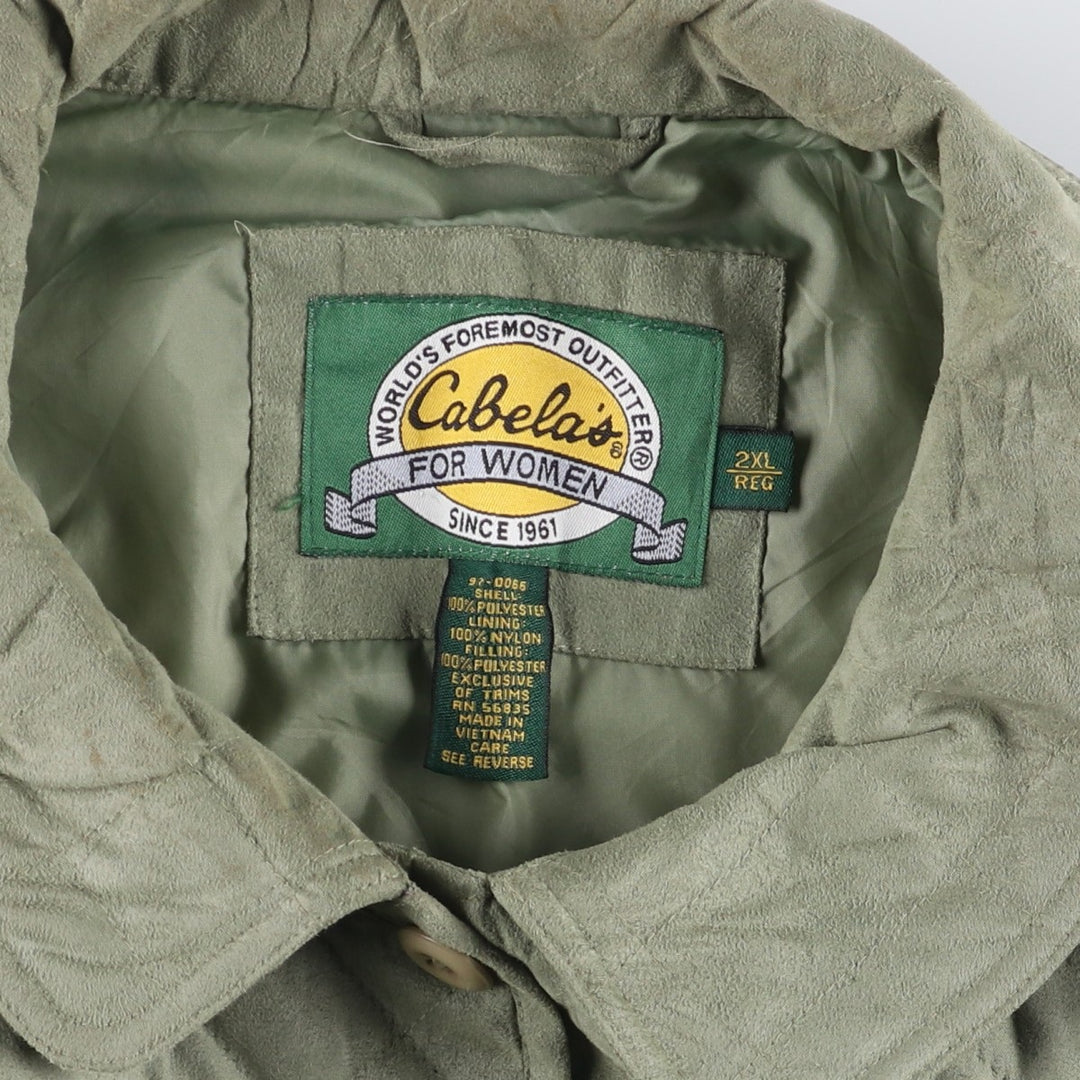 90s-00'S Cabelas Quilted Puffer Jacket, Women's, XXL, Vintage polyester Khaki type sage green Vintage Second Hand