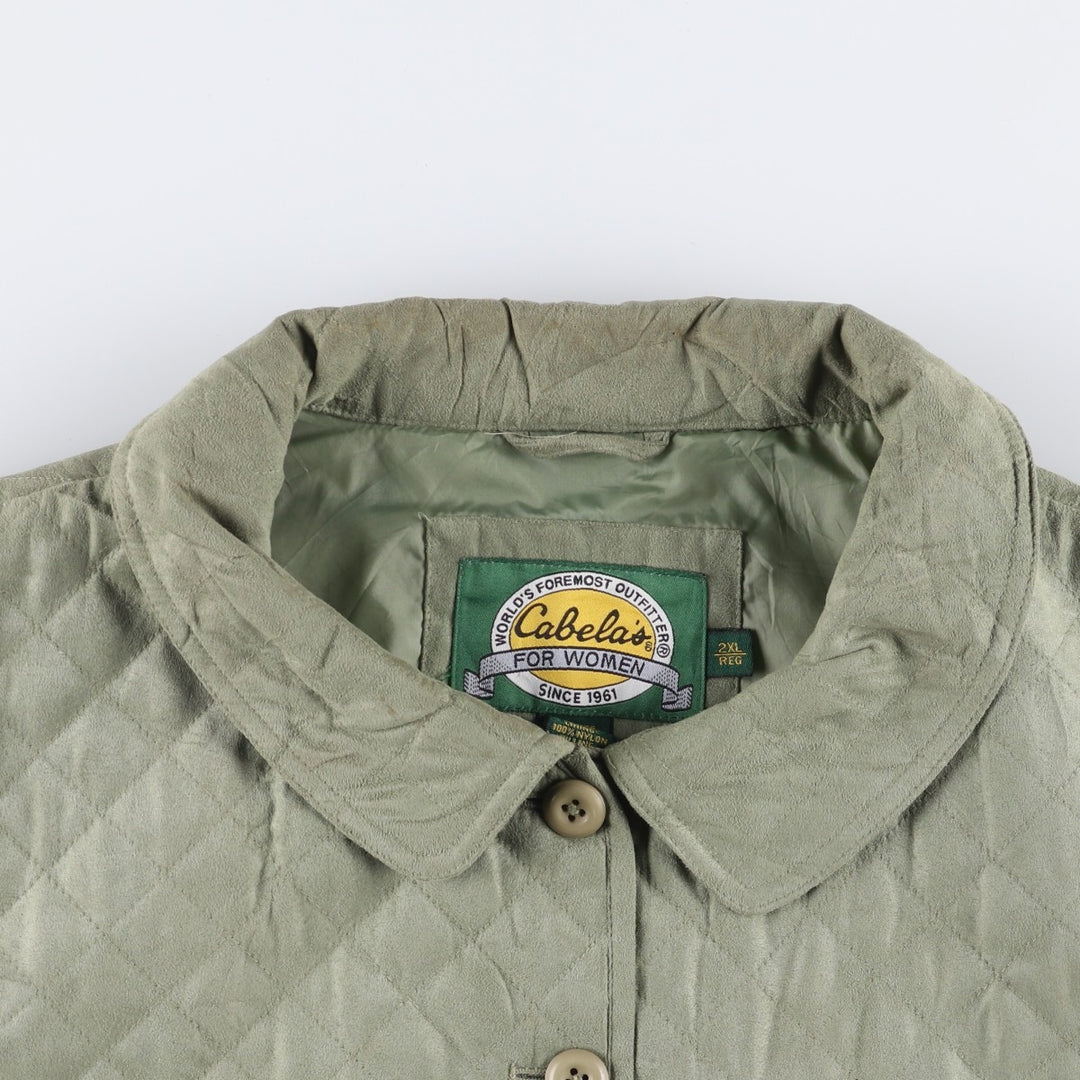 90s-00'S Cabelas Quilted Puffer Jacket, Women's, XXL, Vintage polyester Khaki type sage green Vintage Second Hand