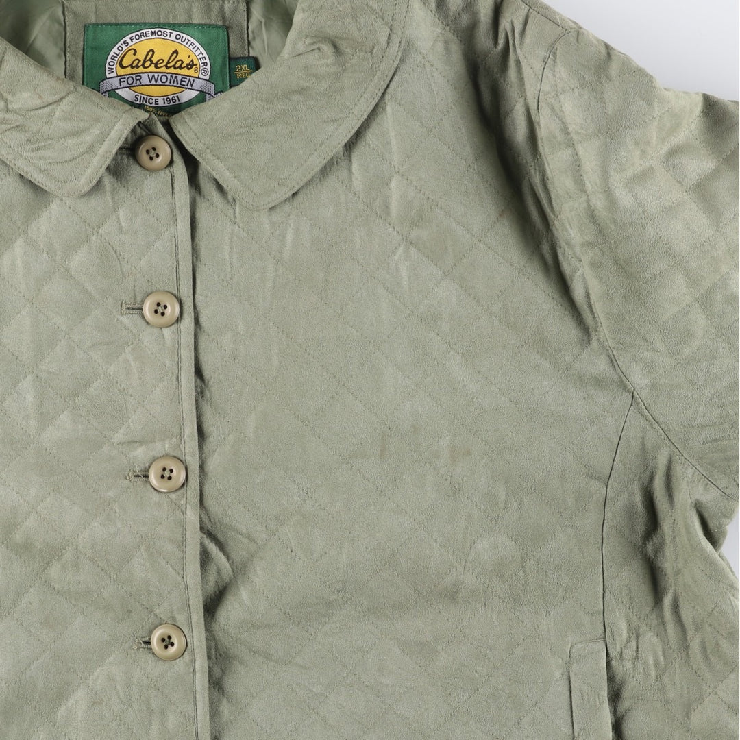 90s-00'S Cabelas Quilted Puffer Jacket, Women's, XXL, Vintage polyester Khaki type sage green Vintage Second Hand
