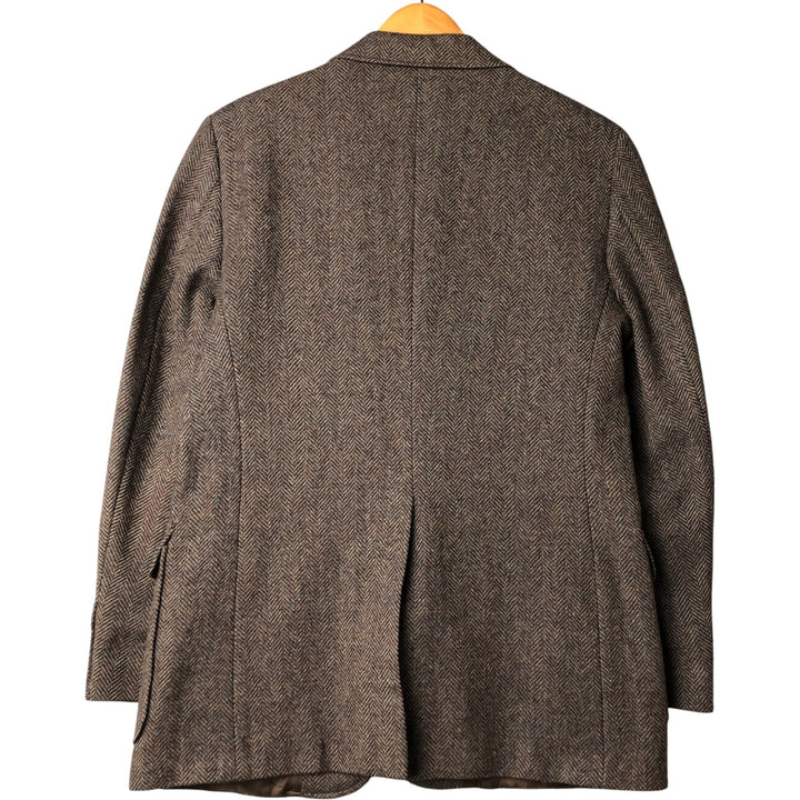 Haggar Imperial Herringbone Wool Tailored Jacket, Made in USA, Men's Size Medium wool brown type Vintage Second Hand