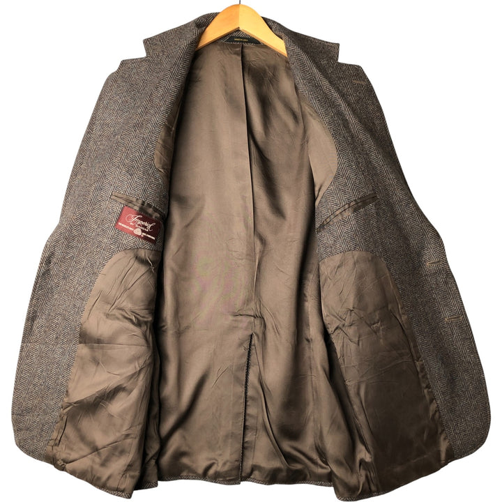 Haggar Imperial Herringbone Wool Tailored Jacket, Made in USA, Men's Size Medium wool brown type Vintage Second Hand