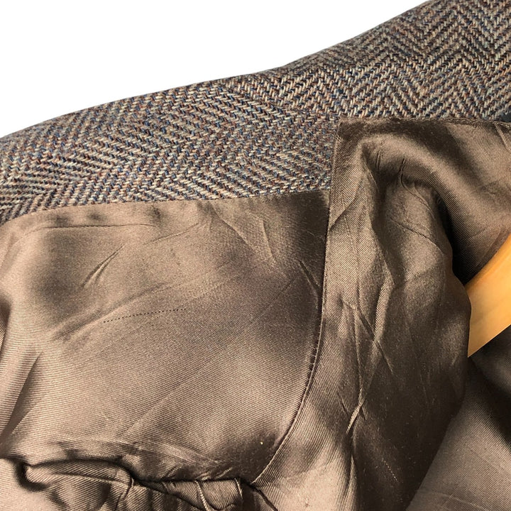 Haggar Imperial Herringbone Wool Tailored Jacket, Made in USA, Men's Size Medium wool brown type Vintage Second Hand