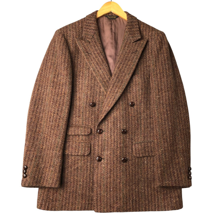 FILENE'S ROBERT STOCK Stripe Pattern Peak Lapel Double-Breasted Color Nep Wool Tailored Jacket wool brown type Vintage Second Hand