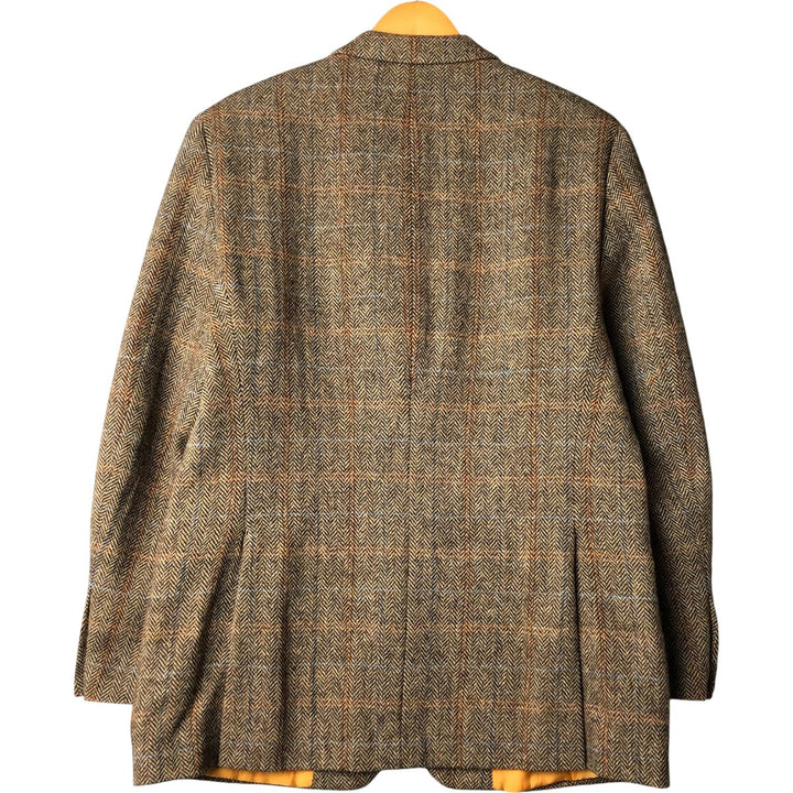 Harris Tweed Check Pattern Herringbone Wool Tailored Jacket, Men's Size L wool brown type Vintage Second Hand