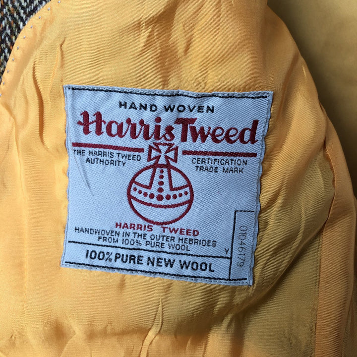 Harris Tweed Check Pattern Herringbone Wool Tailored Jacket, Men's Size L wool brown type Vintage Second Hand