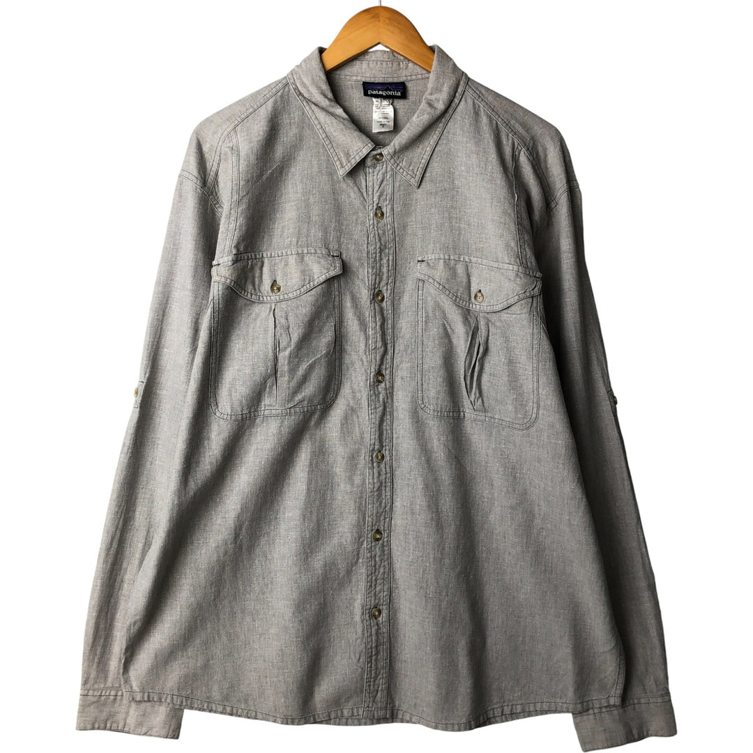 Patagonia 52190SP13 Long Sleeve Hemp Box Shirt, Men's XL Hemp gray type Vintage Second Hand